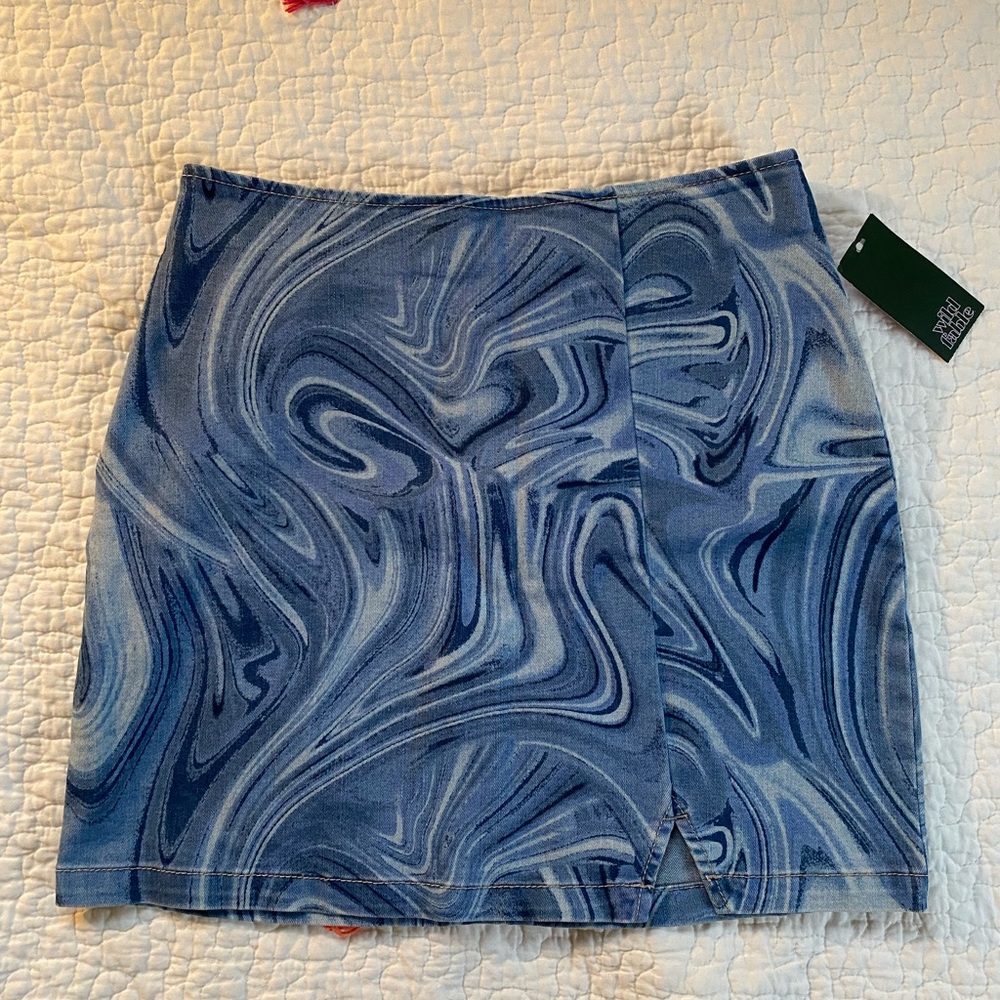 Denim Blue Swirl Mini Skirt
